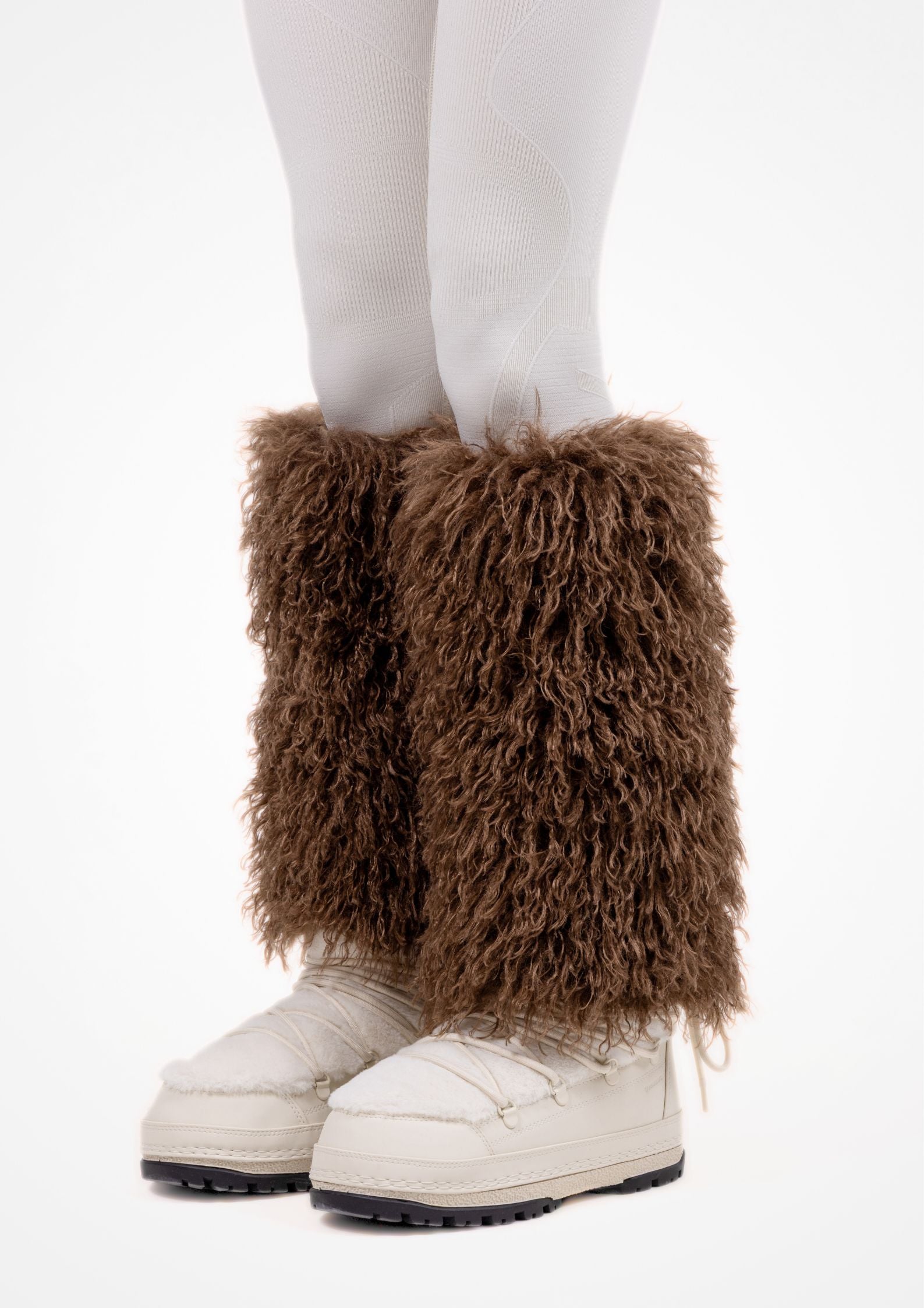 Faux Fur Leg Warmers - Brown