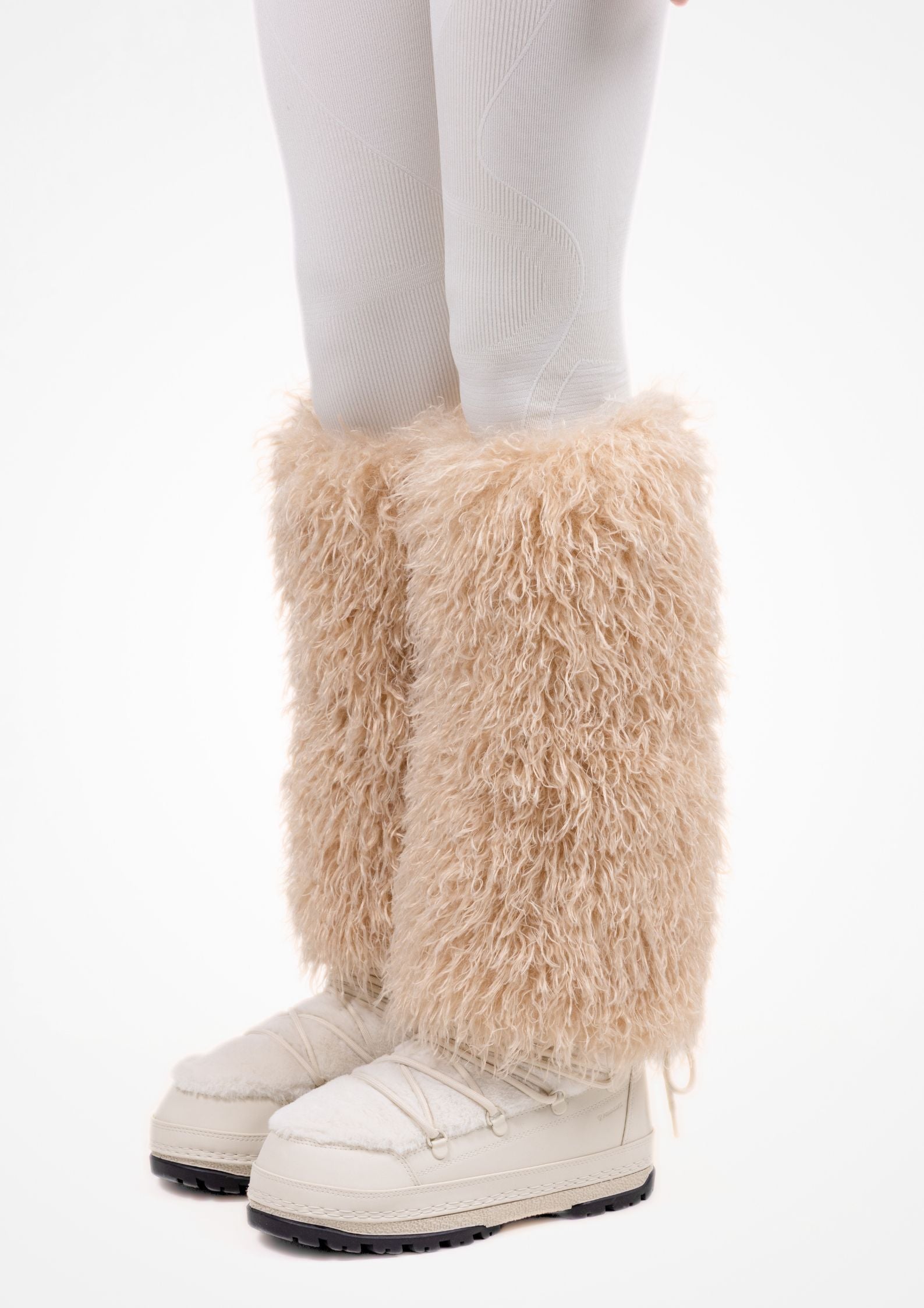Faux Fur Leg Warmers - Beige