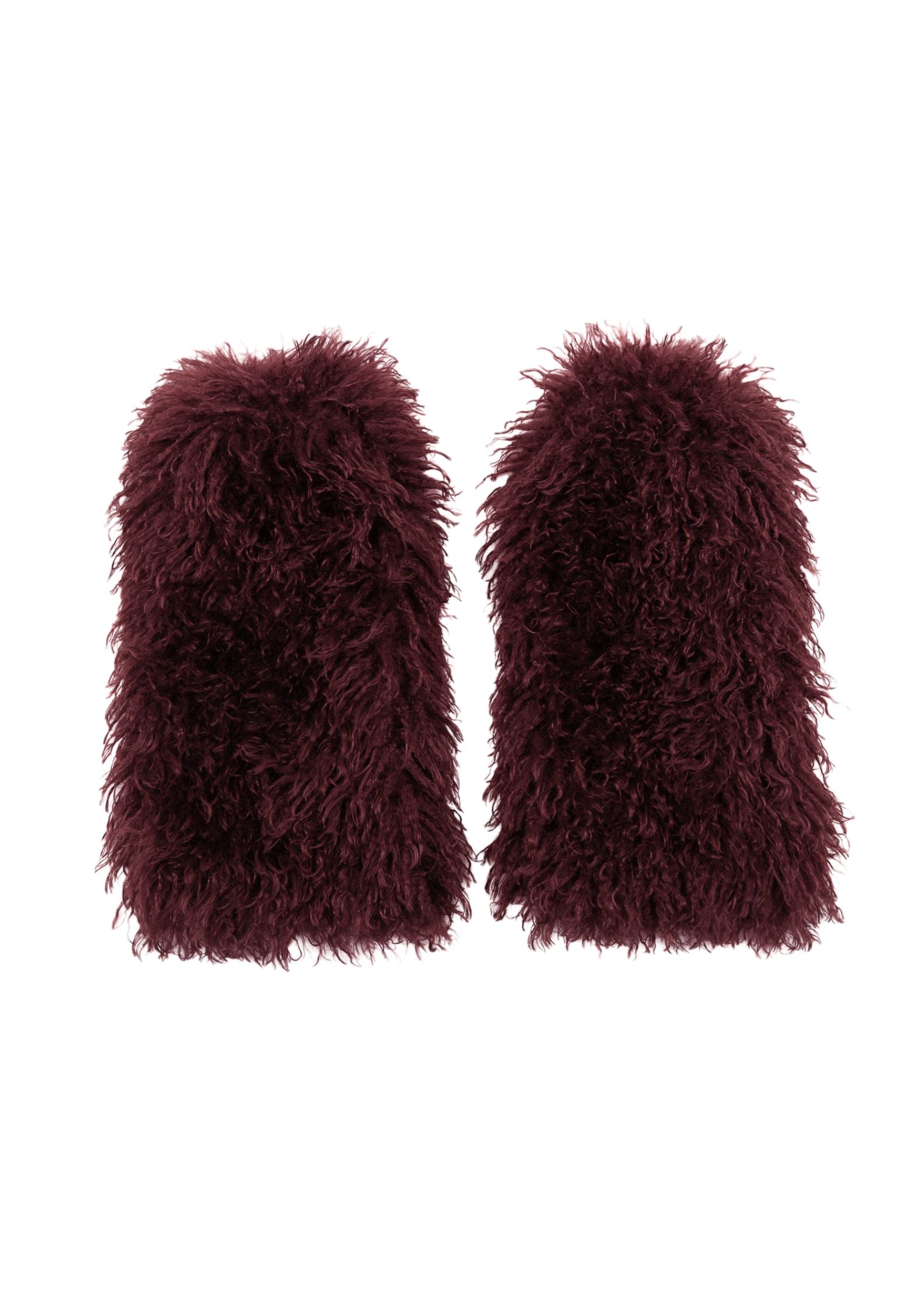 Faux Fur Leg Warmers - Burgundy