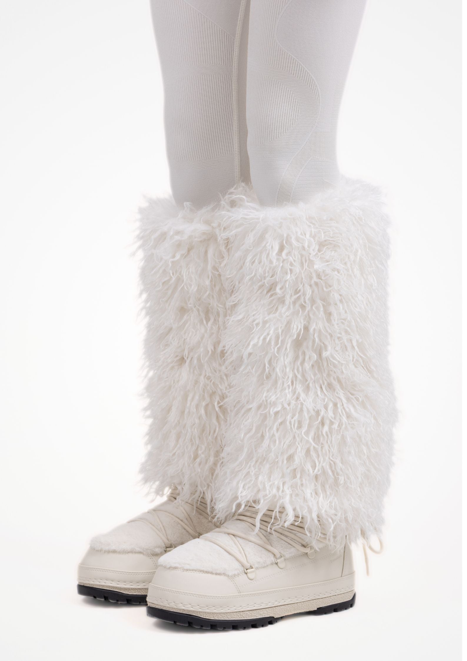 Faux Fur Leg Warmers - White