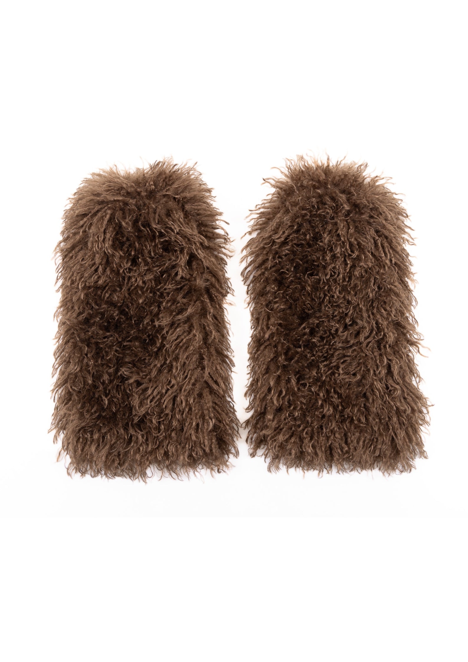 Faux Fur Leg Warmers - Brown