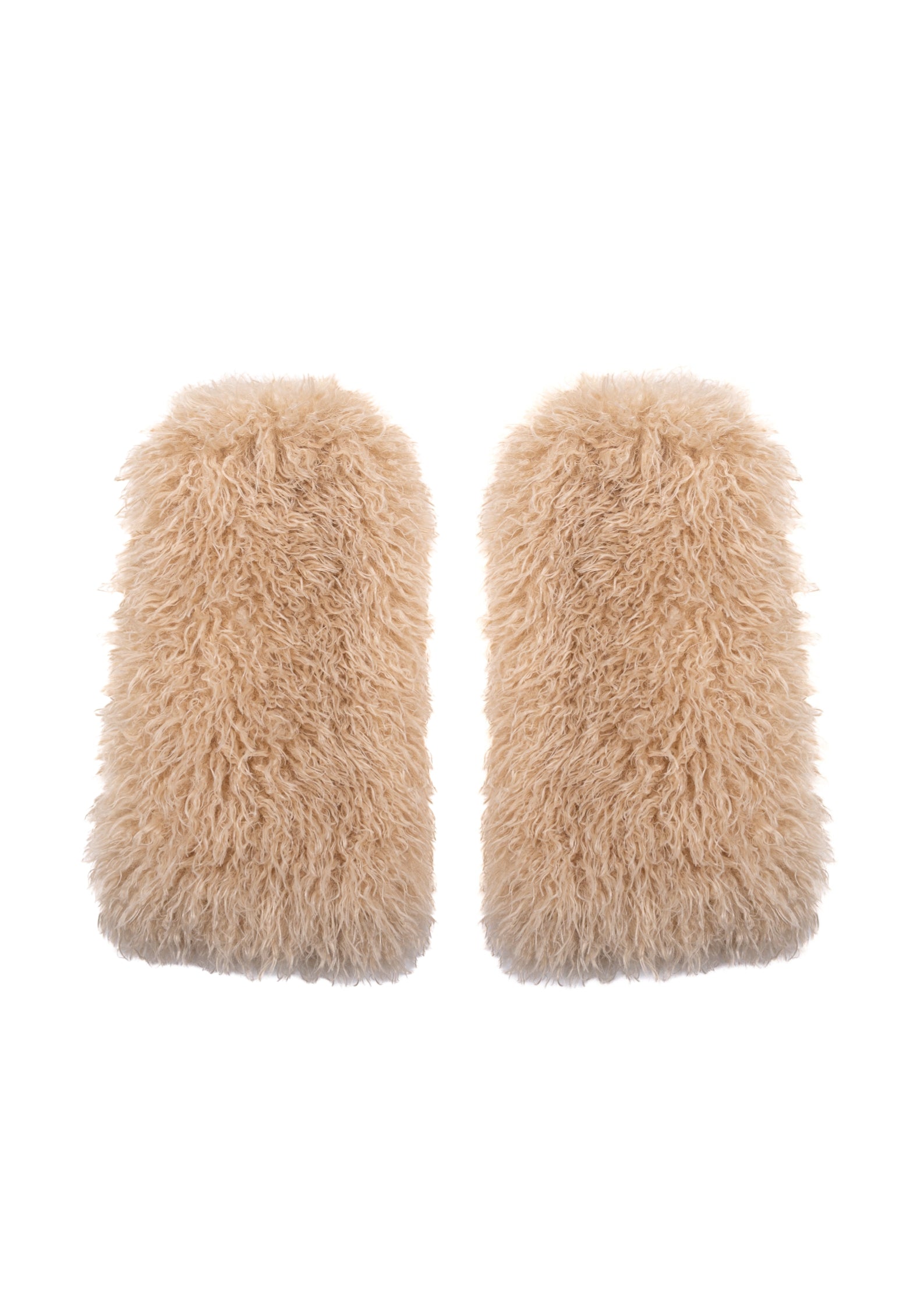 Faux Fur Leg Warmers - Beige